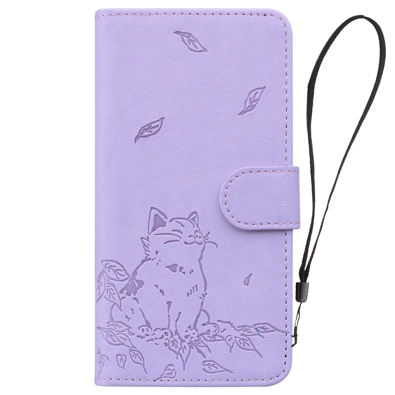 Unichthy Cat Lover Case for iPhone SE 2022 2020 / iPhone 8 / iPhone 7 Cover Cute Cats Kitty Magnetic Closure Shockproof PU Leather Wallet Phone Case for Girls Card Holders Stand Flip Cover Purple