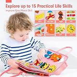 Hahaland Montessori Busy Board 21 in 1 Pink Unicorn for 3+ Years view 3