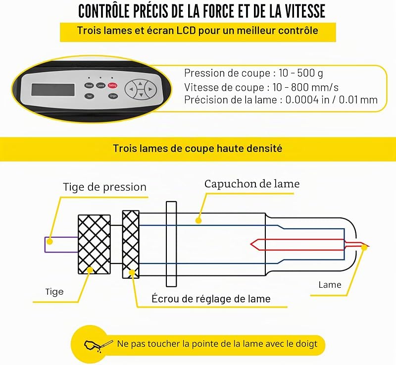 Plotter de Découpe Vinyle Traceur de Coupe 720 mm avec Logiciel SignMaster, Machine Découpe Vinyle Flexible Affichage LCD Interface USB & COM Alignement de Coupe Impeccable pour Tracer Découper