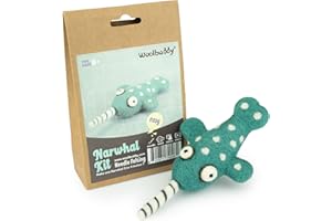 Woolbuddy Needle Felting Kit for Beginners & Adults – DIY Narwhal Animal Craft Kit – Complete Starter Set with Wool, Needles & Step-by-Step Instructions
