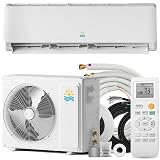 Rellytech Mini Split Ac/Heating System - 9000 BTU Air Conditioner Inverter Heating and Cooling, 115v 19 SEER2 Energy Efficient Ductless Split Ac Unit Cools Up to 450Sq.Ft, 24H Timer, Valentine’s Gift