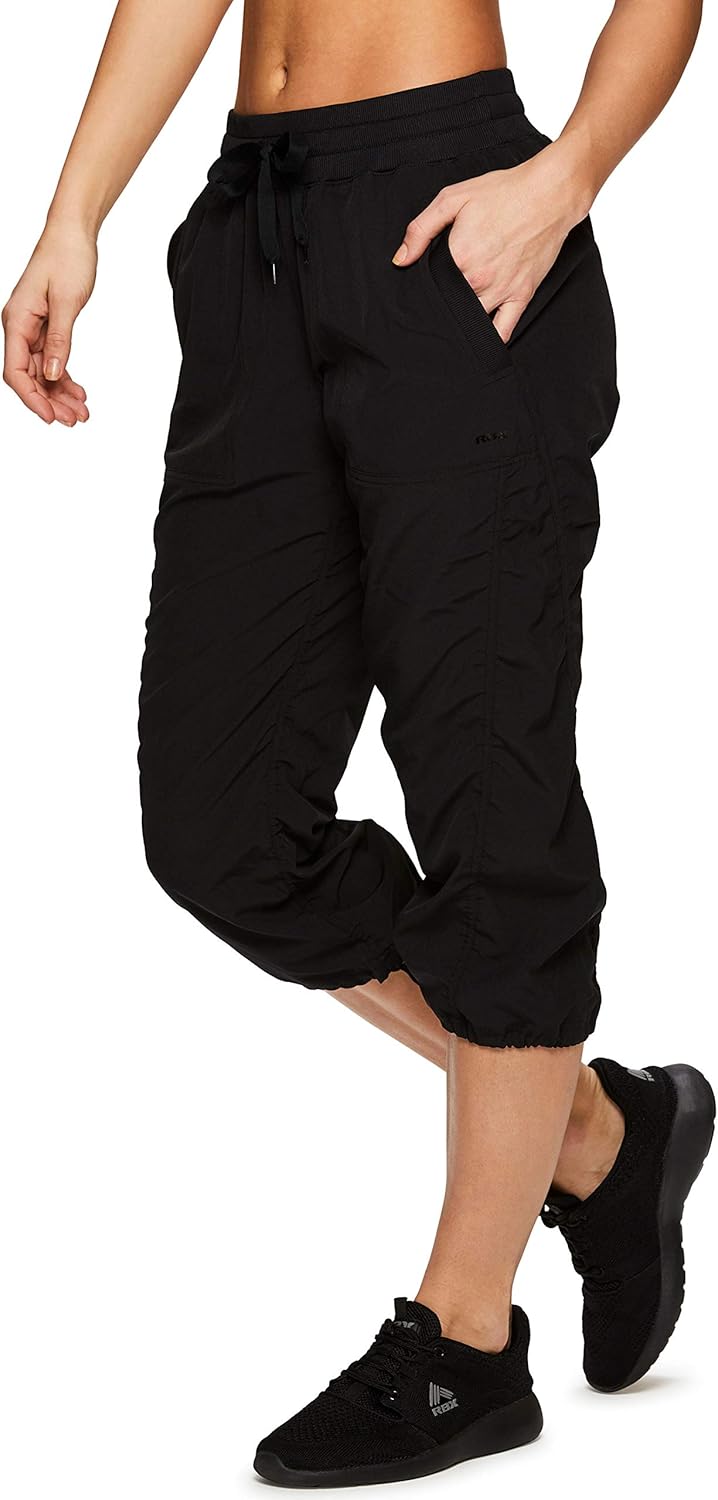 RBX Active Women's Fashion Lightweight Stretch Woven Body Skimming Drawstring Capri Pant at  Women’s Clothing store