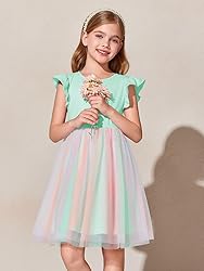 Haloumoning Girls Tutu Dress Ruffle Short Sleeve