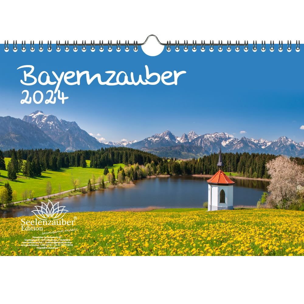 Bayernzauber DIN A4 Calendar for 2024 Holiday Travel Mountains Bavaria Seelenzauber