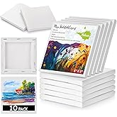 10PCS Mini Canvases for Painting – 5 x 5 in Bulk Small Square Stretched Canvases, 2/5 in Thick Blank Canvas for Students, Art Supplies, School & Home Crafts