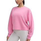 THE GYM PEOPLE Women's Crewneck Cropped Pullover Sweatshirt Cute Basic Long Sleeves Workout Tops