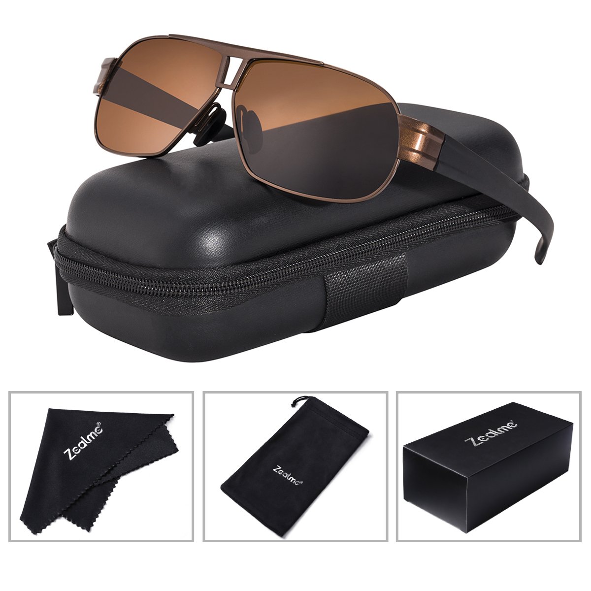 Zealme Polarized Aviator Sports Lightweight Durable Unbreakable Frame Anti Glare Baseball Cycling Fishing Golf Running Bicycle Polaroid Hiking Sunglasses (Coffee) 8516