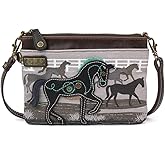 CHALA Canvas Mini Crossbody Handbag, Multi Zipper, Small Shoulder Purse Adjustable Strap