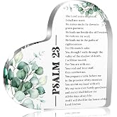 Bible Verse Psalm 23 Christian Acrylic Heart Decorative Gifts for Women, Inspiration Religious Gifts for Her Mom Girl Female Coworker Sister, Table Decorations Gifts