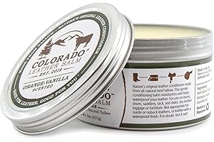 COLORADO LEATHER BALM EST. 2018 MADE FROM ALL-NATURAL TALLOW Colorado Leather Balm Original Formula (Orange Vanilla) (8oz)