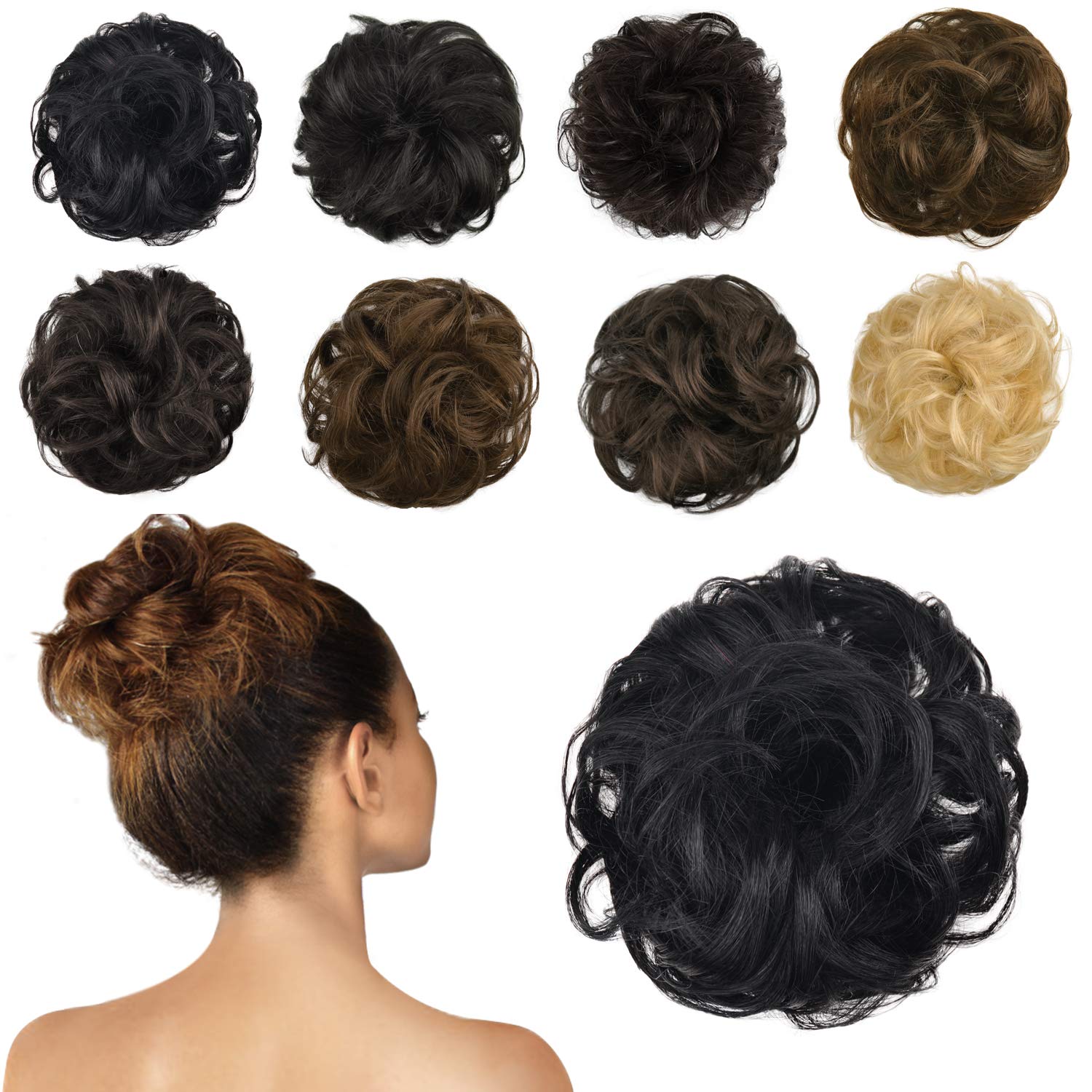 Amazon Com Feshfen 100 Human Hair Scrunchies 1 Jet Black