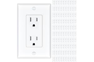 Amico 100 Pack 15 Amp Outlet, Standard Electrical Outlets, Tamper Resistant, 2-Pole 3-Wire Wall Outlet, 125V/1875W, NEMA 5-15R, Wall Plates And Screws Included, for Home And Business, White, UL Listed