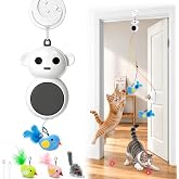 2-in-1 Interactive Laser Pointer Cat Toy &amp; Flying Bird Wand for Indoor Cats | No-Drill Doorway Play with Adjustable Speed, USB Rechargeable, Smart Auto-Pause, Bird &amp; Mouse Attachments