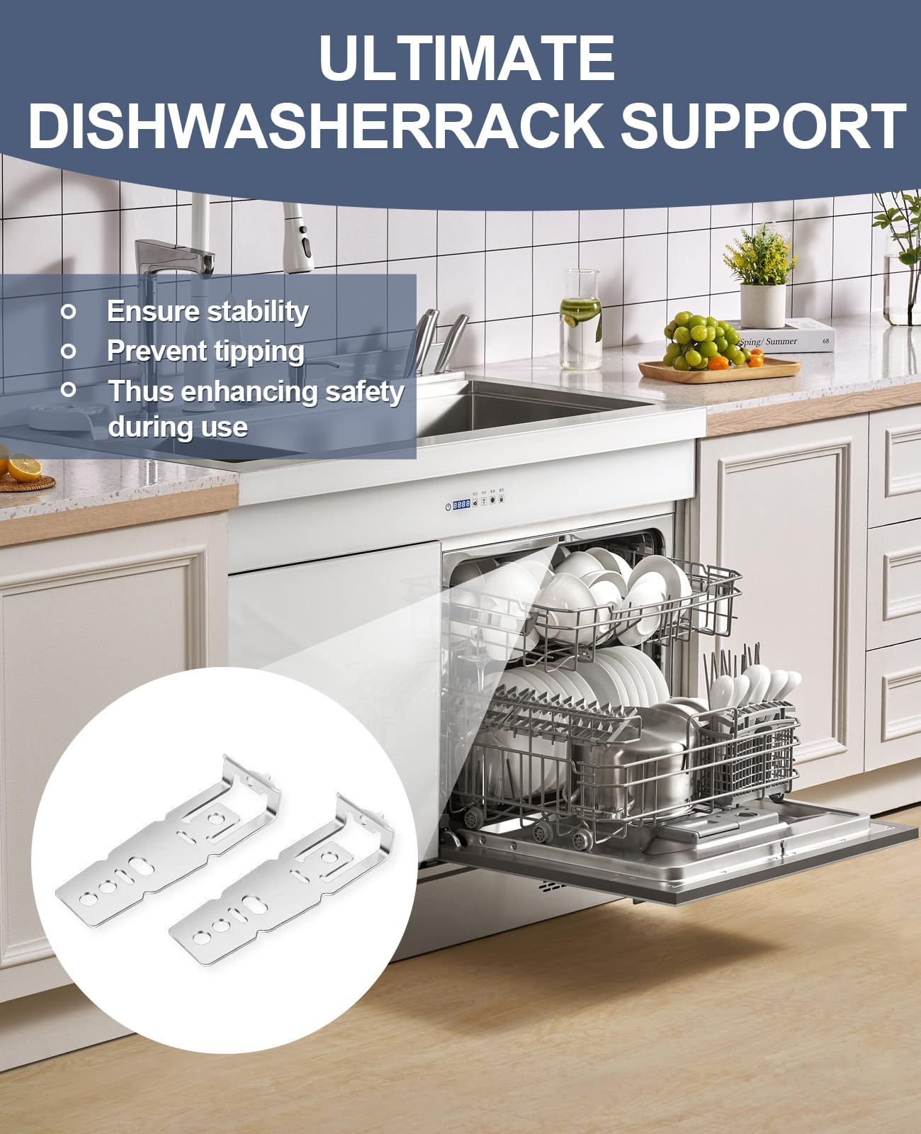 Dishwasher Mounting Bracket Compatiable with GE Series Dishwasher, WD01X27759 Undercounter Dishwasher Mounting Clips Kit with Screws Replacement Parts 2 Pack