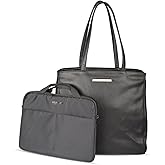 Kenneth Cole REACTION Marley Women’s Pebble Vegan Leather 16" Laptop Tote with Removeable 14" Laptop Sleeve, Black