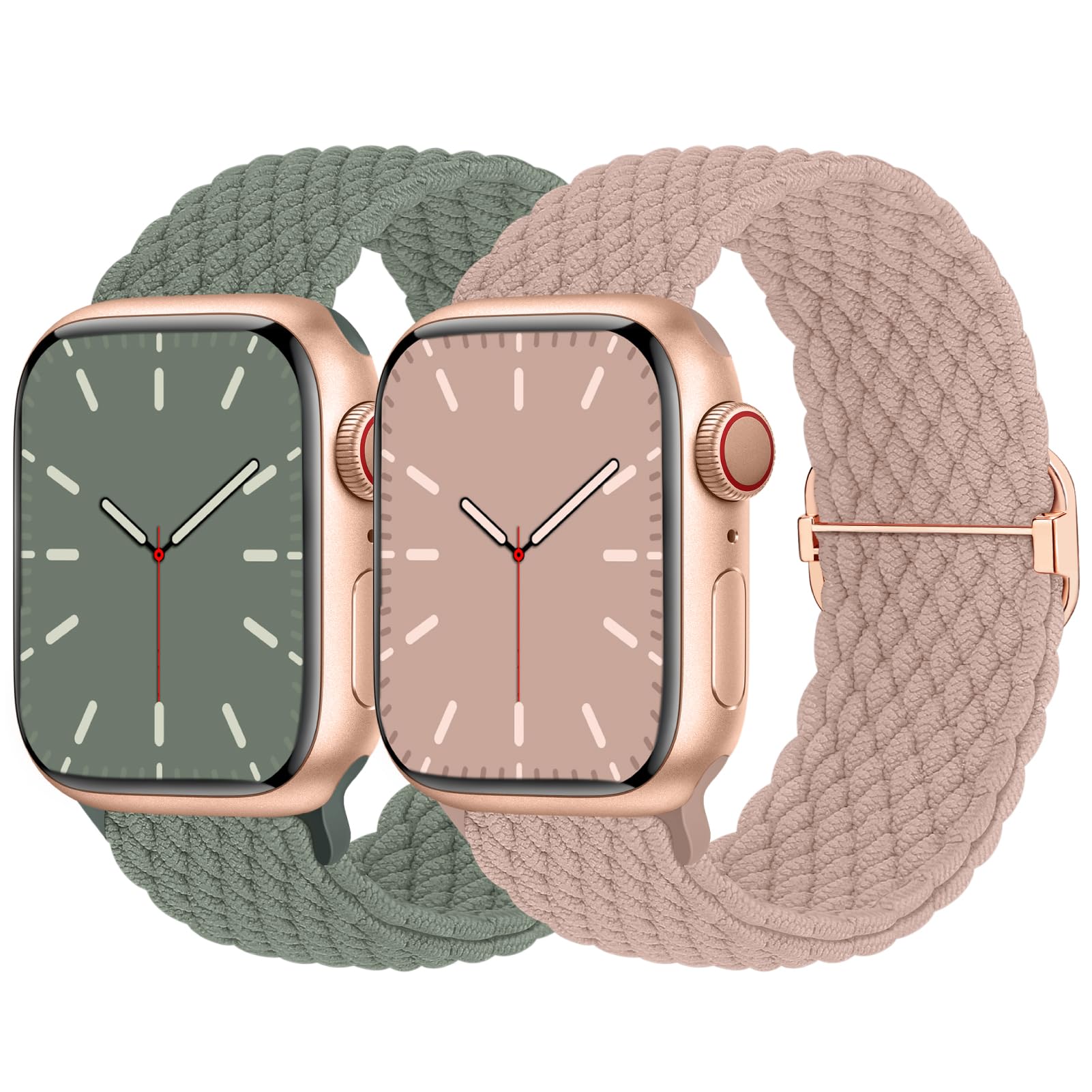 Nimblistic 2 Pack Stretchy Braided Compatible for Apple Watch Straps 40mm 41mm 38mm 42(series 3 2 1), Adjustable Sport Elastic Replacement Band for iWatch SE3/Series 11 10 9 8 7 6 5 4 3 2 1 — image 1