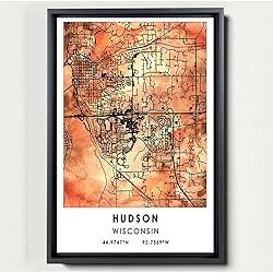 Hudson Map Poster, Wisconsin Map Art Poster, Map