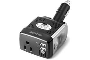 BESTEK 150W Power Inverter 12V to 110V Voltage Converter Car Charger Power Adapter with 2 USB Charging Ports (3.1A Shared) (150W)