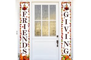 AUSHENKE Friendsgiving Party Decorations - Thanksgiving Door Banner, 71x12 inch (White)