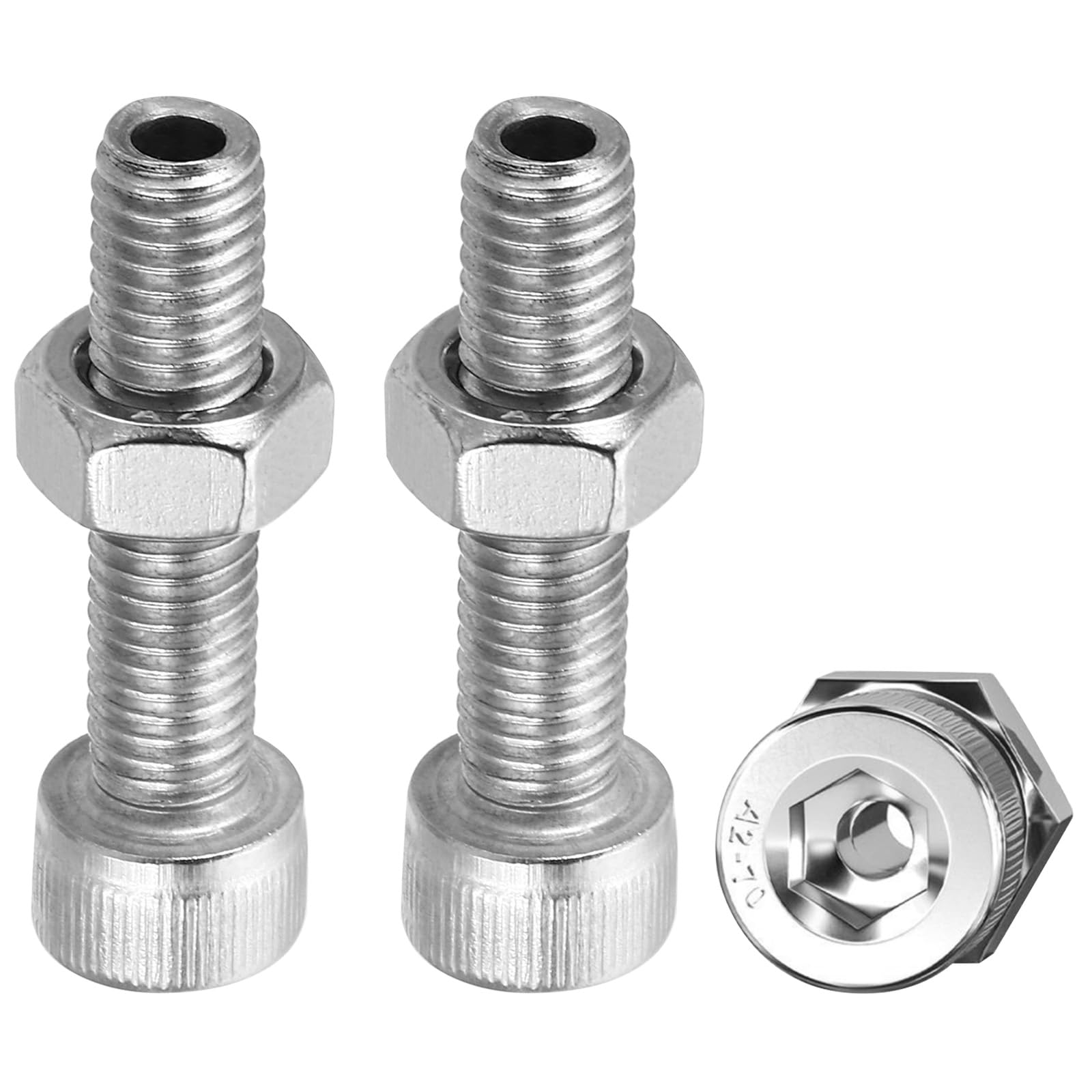 PATIKIL M8x35mm 304 Stainless Steel Hollow Bolt, 3 Set Cylindrical Hexagon Socket Screw Nut Kit Lamp Threading Screws Through Hole Fasteners