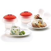 L&eacute;ku&eacute; Microwave Ovo Egg Cooker | Set of 2 | x1 Round &amp; x1 Square Egg Mold | Fast Egg Cooker in Pan or Microwave | Add Vegetables For Mini Omelets | Dishwasher Safe | Cooking Guide &amp; Recipes Included