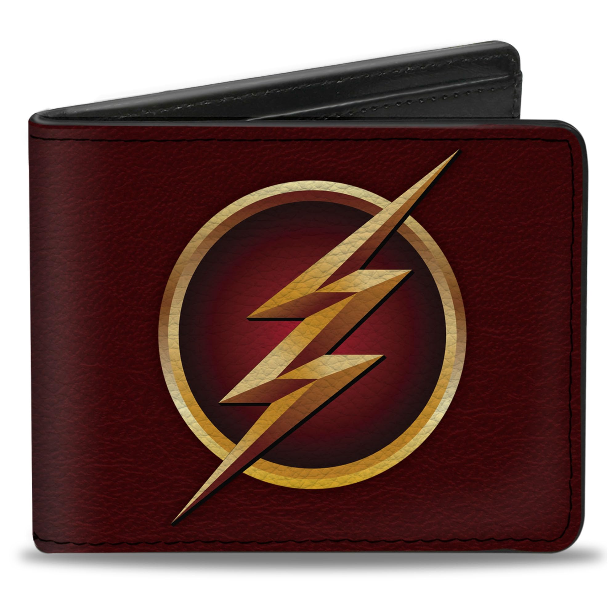Buckle-Down - Bi-Fold Wallet Pu Bifold Wallet - The Flash Logo5 Burgundy/Golds Mens