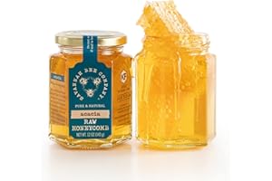 SAVANNAH BEE COMPANY Pure Raw Acacia Honeycomb by Savannah Bee - All Natural, Organic and Unfiltered Honeycomb (12 Ounce Hexjar)