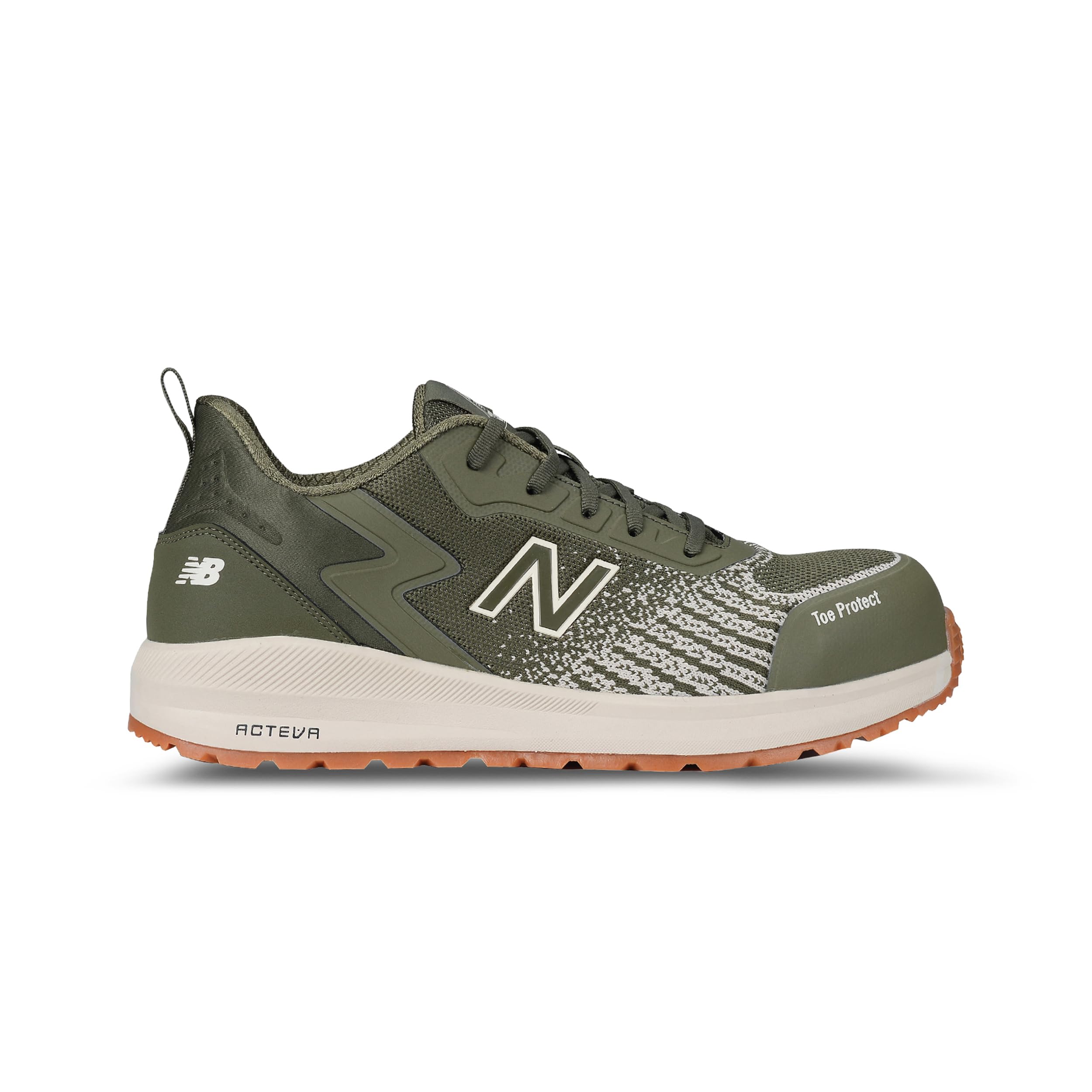 Photo 1 of New Balance Composite Toe Safety Shoe for Men Speedware - Slip Resistant, Puncture Resistant, Electrical Hazard, Olive/White, 11 Medium
