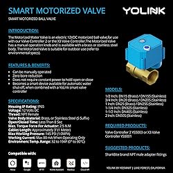 YoLink Wireless Smart Valve Control Kit, 3/4" Brass