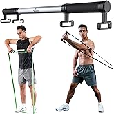 Resistance Band Bar, Sportneer Detachable Workout Exercise Bar Handles for All Kinds Resistance Bands - 3 in 1 Power Lifting Fitness Bar for Home Gym Full Body Workout
