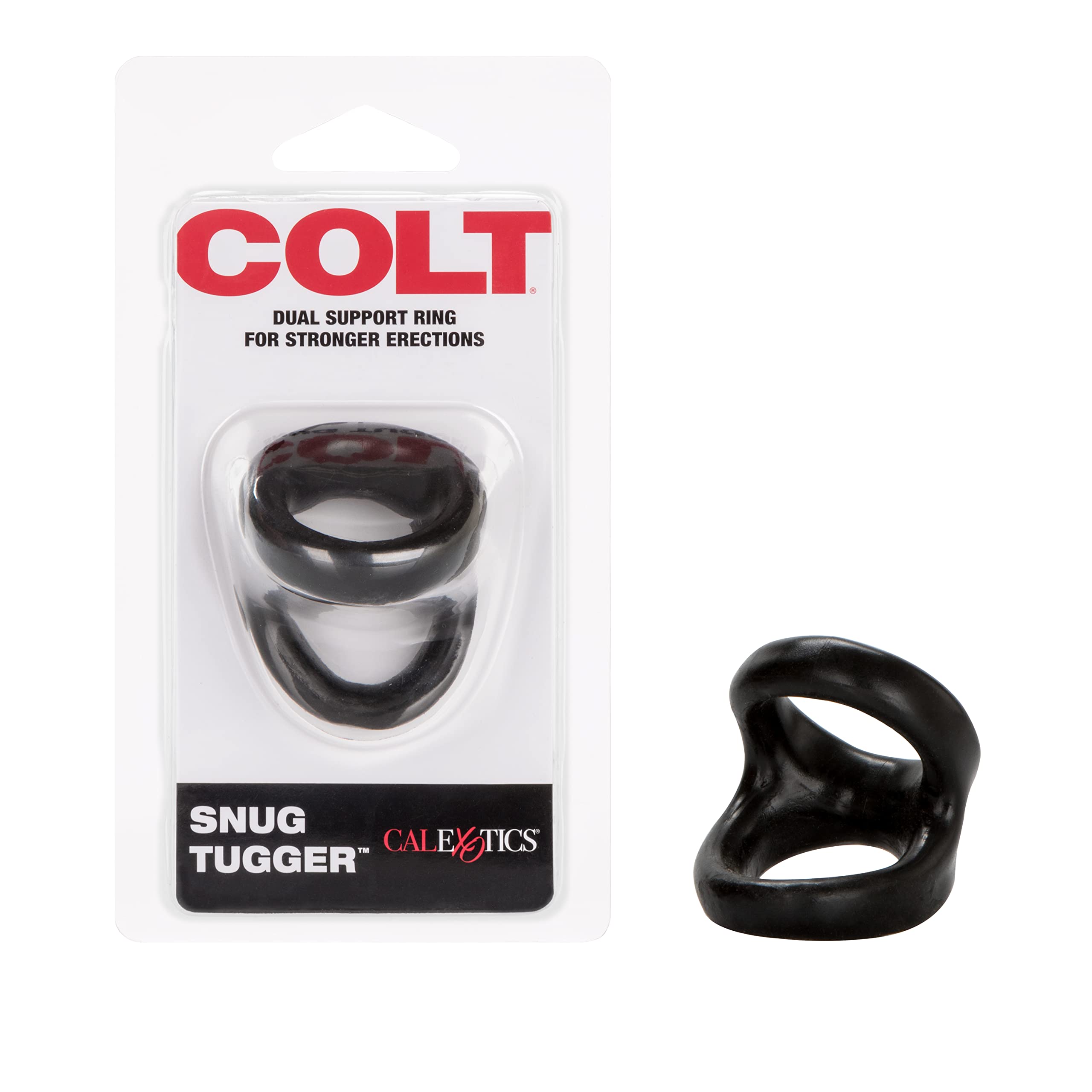 California Exotic Novelties Colt Black Snug Tugger cock and ball rings.