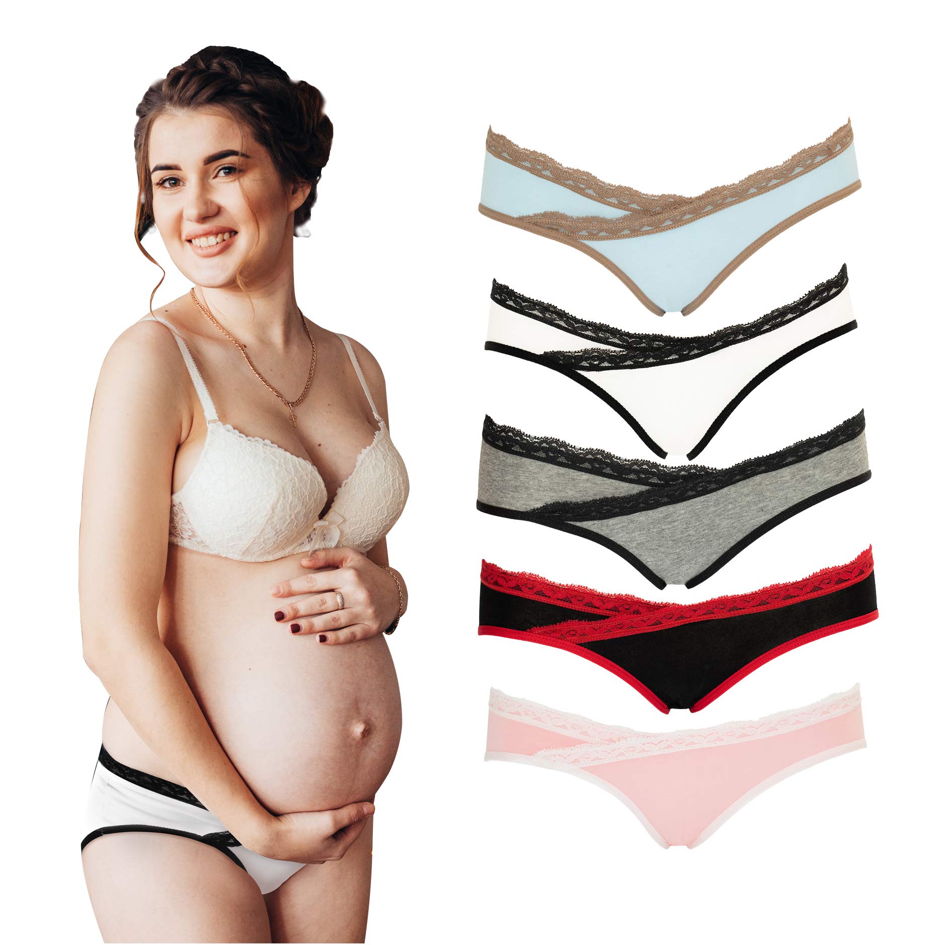 EmprellaMaternity Underwear Under Bump, Women Cotton Pregnancy Postpartum Panties Pack
