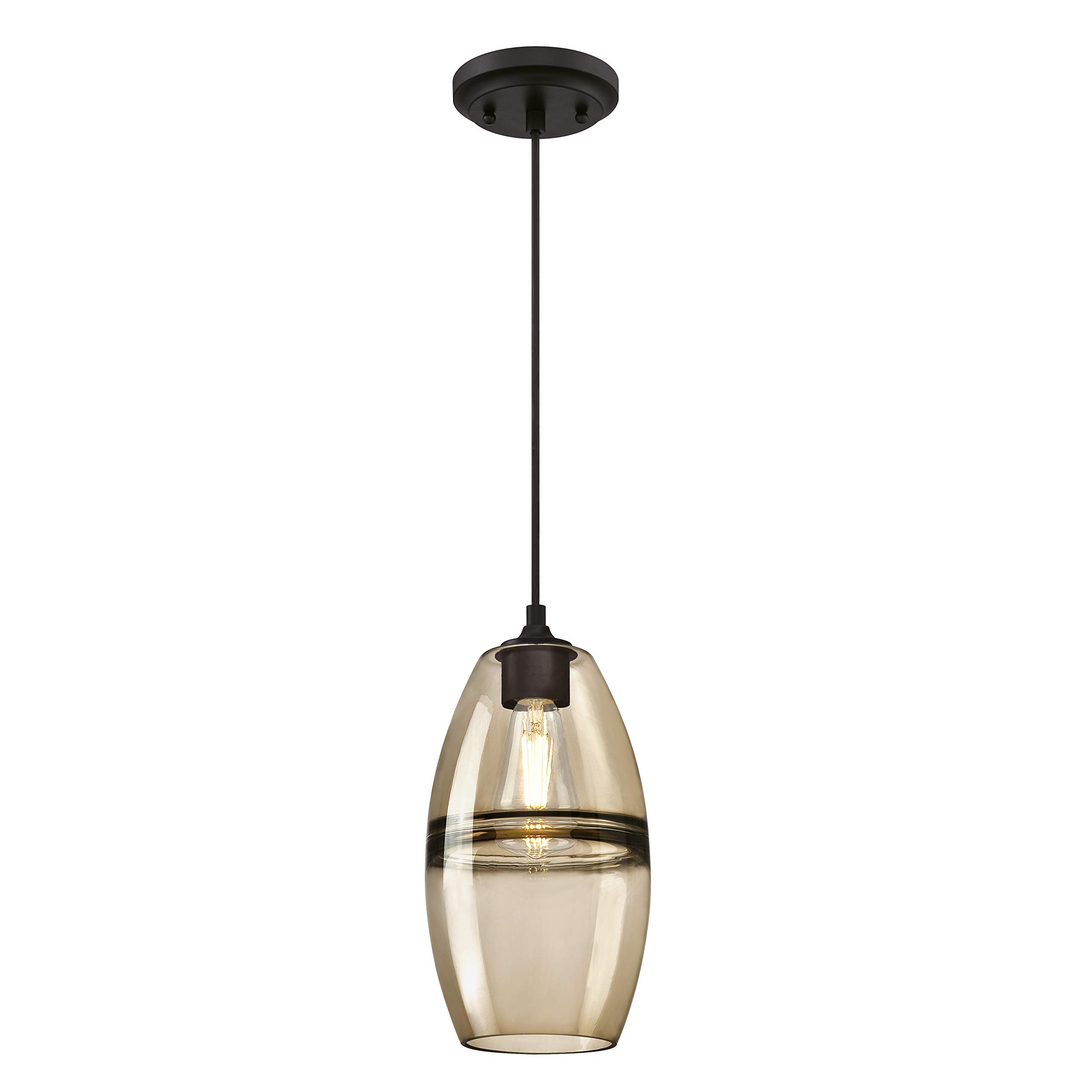Westinghouse Lighting 63664 One-Light Indoor Pendant, Matte Black Finish with Ash Glass