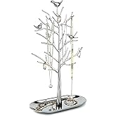 MORE&LESS Branch Jewelry Rack with metal tray,Luxury color,Tree Tower Rack Hanging Organizer for Ring Earrings Necklace Bracelet,Suitable for living rooms, bathrooms,offices,etc.