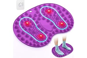 GEENOA Foot Massage Mat, Reflexology Mat with Magnetic Therapy, Foot-Shaped Acupressure Pad for Feet Relaxation, Standing Desk Mat Pressure Point Mat for Pain, Fatigue and Stress Relief (Purple)