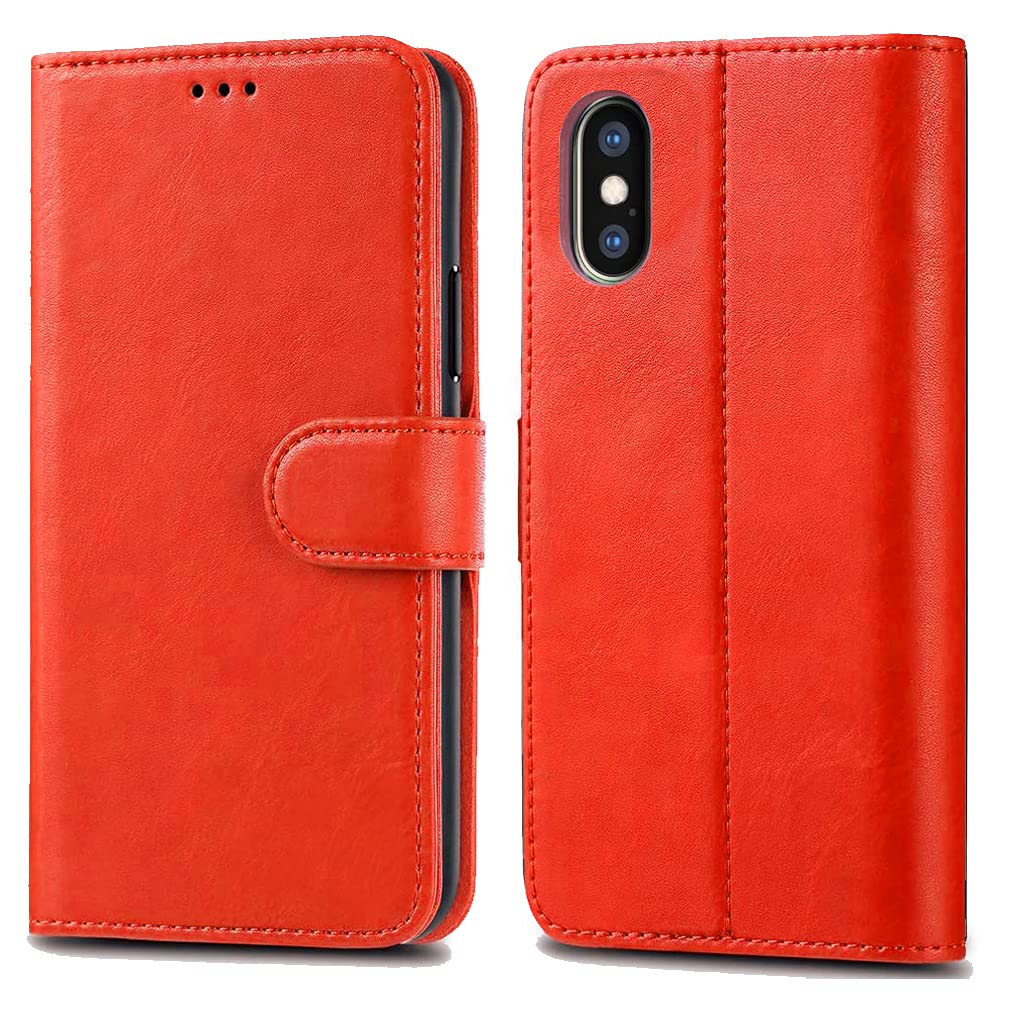Apple iPhone XR 6.1" Cases - Premium Wallet Leather Flip Case Cover For iPhone XR 6.1" [Card Holder] [Magnetic Closure] (Red)