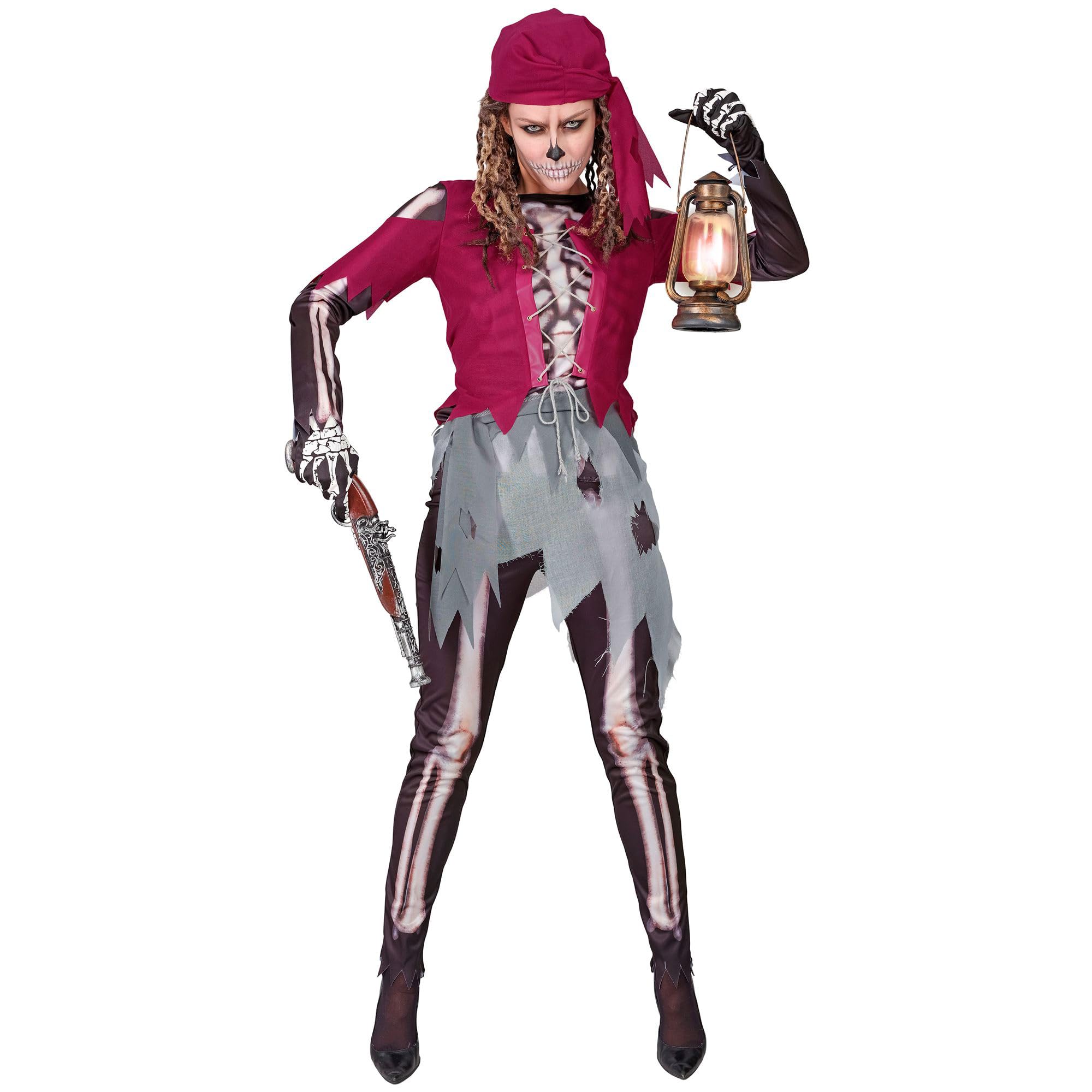W WIDMANN MILANO Party Fashion - Skeleton Pirate Costume for Women, Buccaneer, Captain, Halloween Fancy Dress