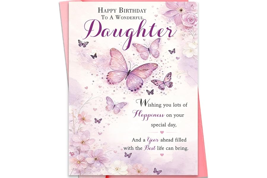 haskerty Birthday Card for Daughter Gift Decoration, Happy Birthday Card for Daughter, Sweet Cute Birthday Greeting Card for Daughter from Mom Dad Parents