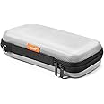GLCON Portable Protection Hard EVA Travel Carrying Case with Mesh Pocket, Shockproof Exterior - Universal Small Electronic Tech Zipper Bag Pouch Organizer for Cell Phone, Charger, Cord, Cable - Silver
