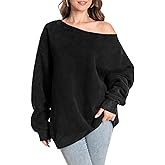 Hatant Womens Off the Shoulder Sweatshirts Oversized One Shoulder Sweatshirts for Women Fashion Hoodies Pullover Sweater Tops