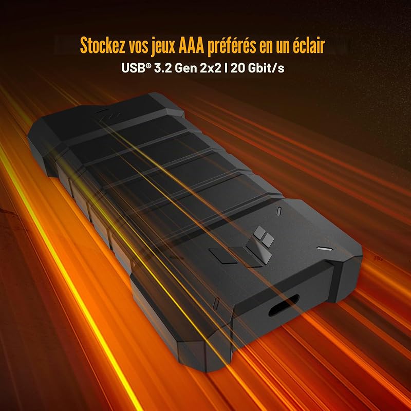 TUF Gaming A2 - Boîtier SSD USB-C 3.2 Gen 2x2, M.2 NVMe Externe