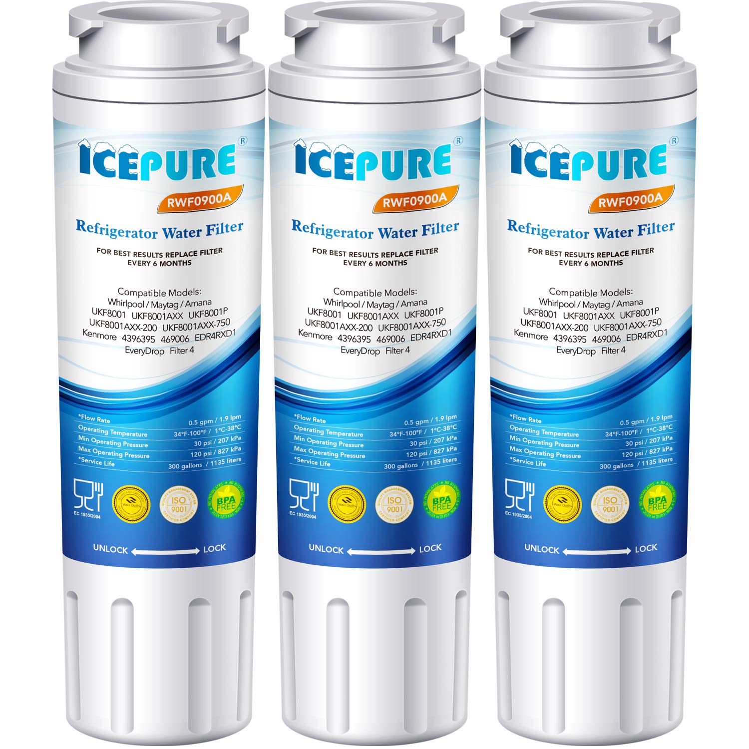 (3 Pack) Water Filter Fits Maytag UKF8001, UKF8001AXX, UKF8001AXX200