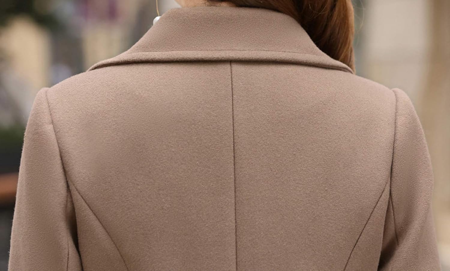 chouyatou Women Elegant Notched Collar Double Breasted Wool Blend Over Coat: Clothing