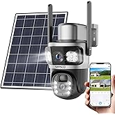 SANSCO Dual Lens PTZ Solar Camera Wireless Outdoor, 5G/2.4G WiFi Home Security Cameras, Solar Panel Battery Powered, 360° View, 4+4MP 2K Color Night Vision, 2-Way Audio, PIR Detection,100% Wire-Free