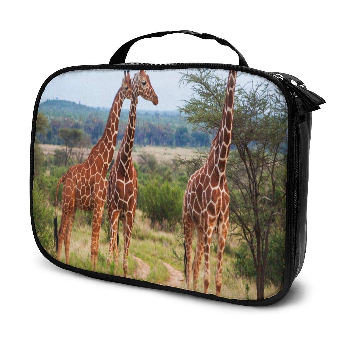 Cosmetic Bag Giraffe On The Prairie Makeup Organizer Box Lazy Toiletry Case，Durable High Capacity Easy To Carry Travel Cosmetic Bag Blocks Pen Tip Stains