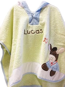 Sterntaler Baby-und Kinder Badeponcho 'Emmi' 100% Baumwolle mit Namen bestickt / Personalisiert