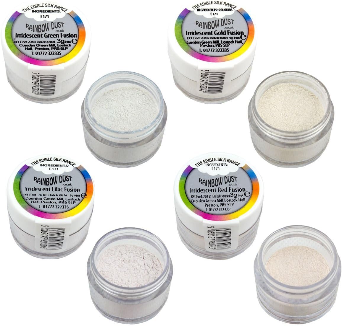 Rainbow Dust - Silk Colours - IRRIDESCENT Set of 4 - edible food colours