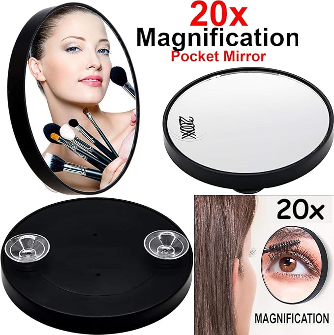 EmilyTech 20X Magnifying Make Up Mirror Handheld Eyebrow Tweezing Eye