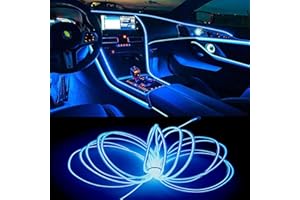 JAIZAIWJ Interior Car Led Strip Lights USB El Wire with 6mm Sewing Edge Neon Glowing Strobing Electroluminescent Wire Lights Ambient Lighting Kits for Car, Garden, Decorations(5m/16FT Blue)