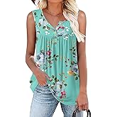 Aodemo Womens 2025 Summer Tank Tops Sleeveless Shirts Henley Tunic Ladies Flowy Casual Blouse for Leggings